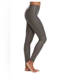 Spanx Faux Leather Moto Leggings Gunmetal Large